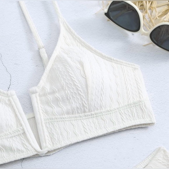 V Cut High Waisted Bikini Ribbed V-Wired Cami Two Pieces Swimsuit NWOT - Picture 5 of 10